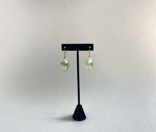 Green Glass Spiral Earrings